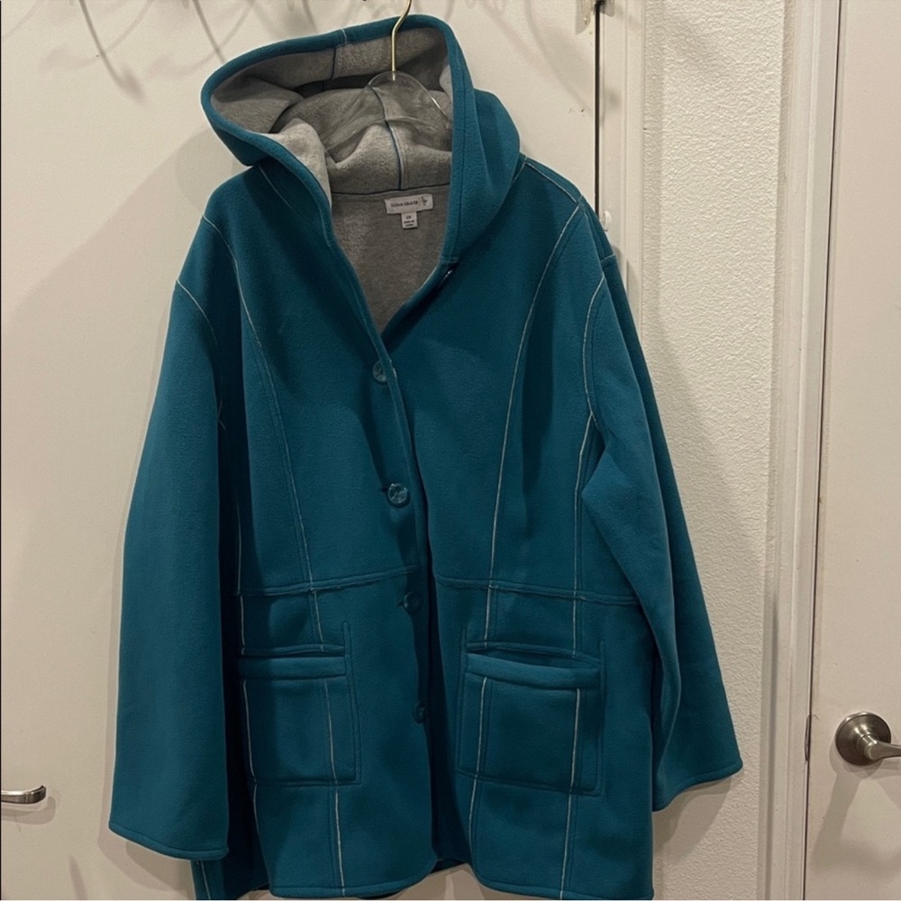Susan Graver Teal Hooded Jacket